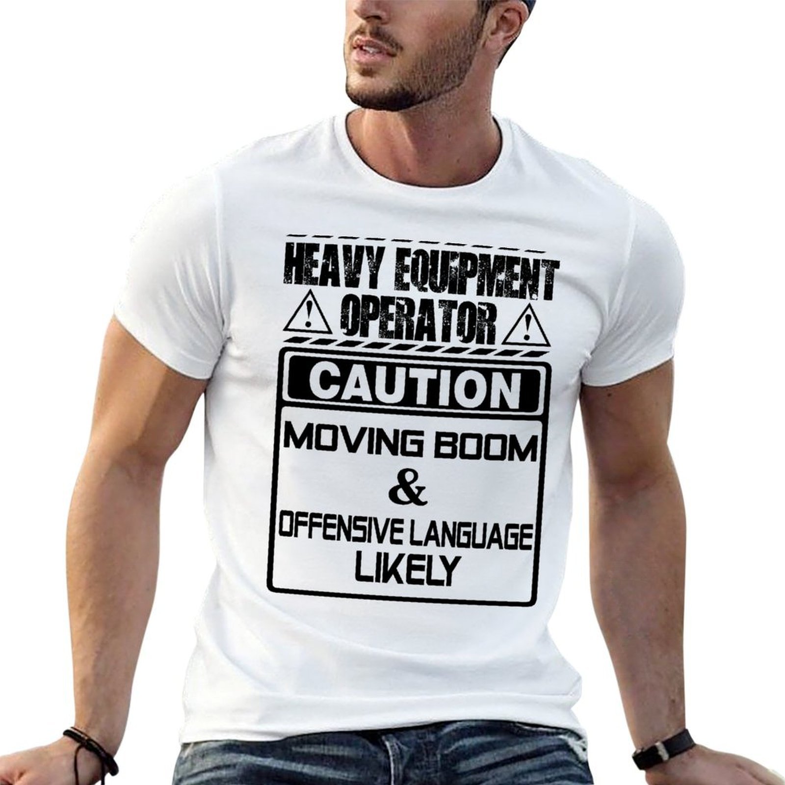 Heavy Equipment Background - Koszulka Funkcjonalna Casualowa z Krótkim Rękawem