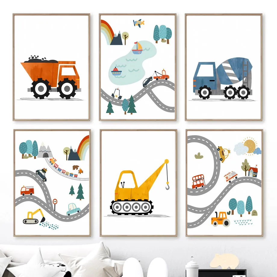 Heavy Equipment Background - Nowoczesny styl skandynawski Obraz na płótnie