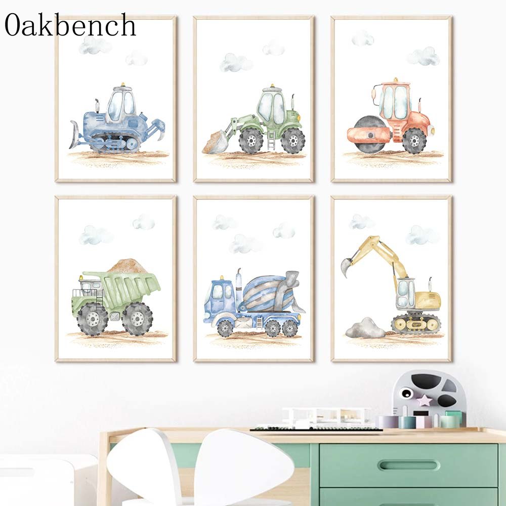Toy Cars Canvas Poster Excavat – Heavy Equipment Background recenzja i cena