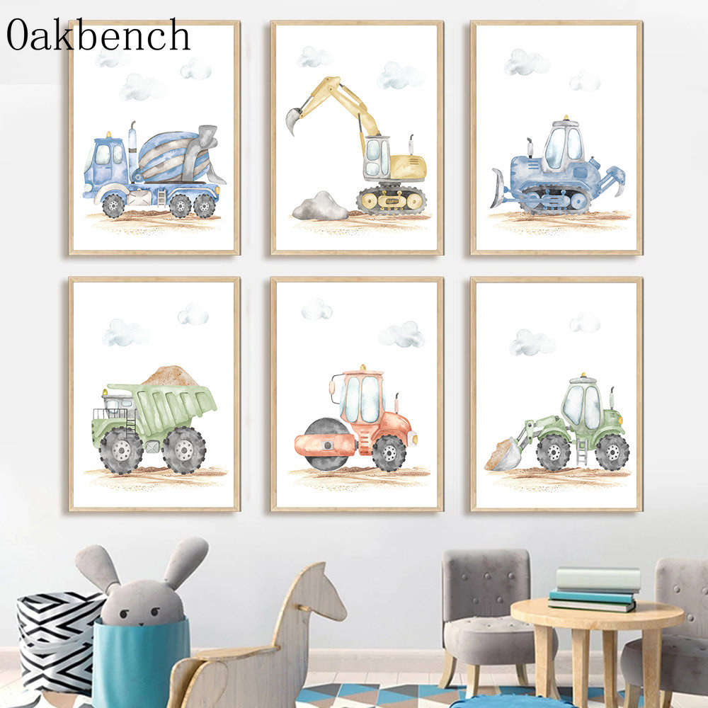 Toy Cars Canvas Poster Excavat – Heavy Equipment Background recenzja i cena