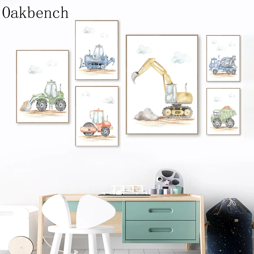 Toy Cars Canvas Poster Excavat – Heavy Equipment Background recenzja i cena