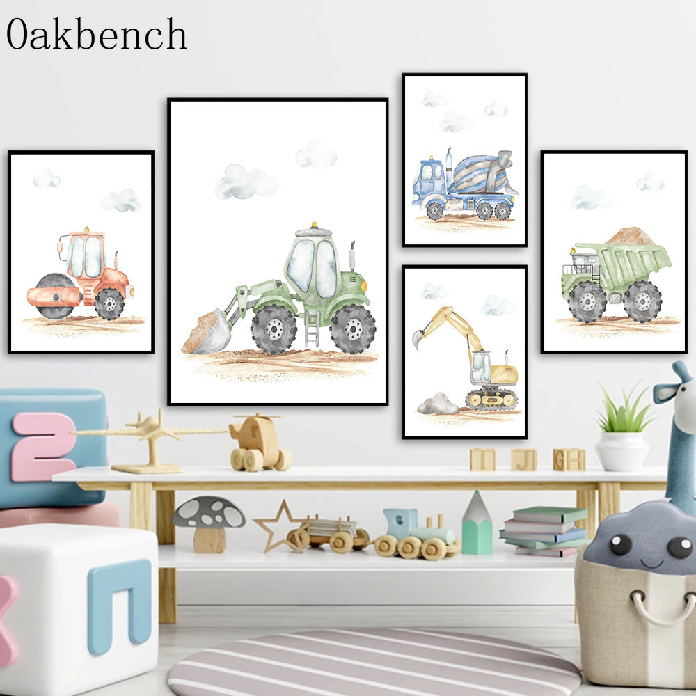Toy Cars Canvas Poster Excavat – Heavy Equipment Background recenzja i cena