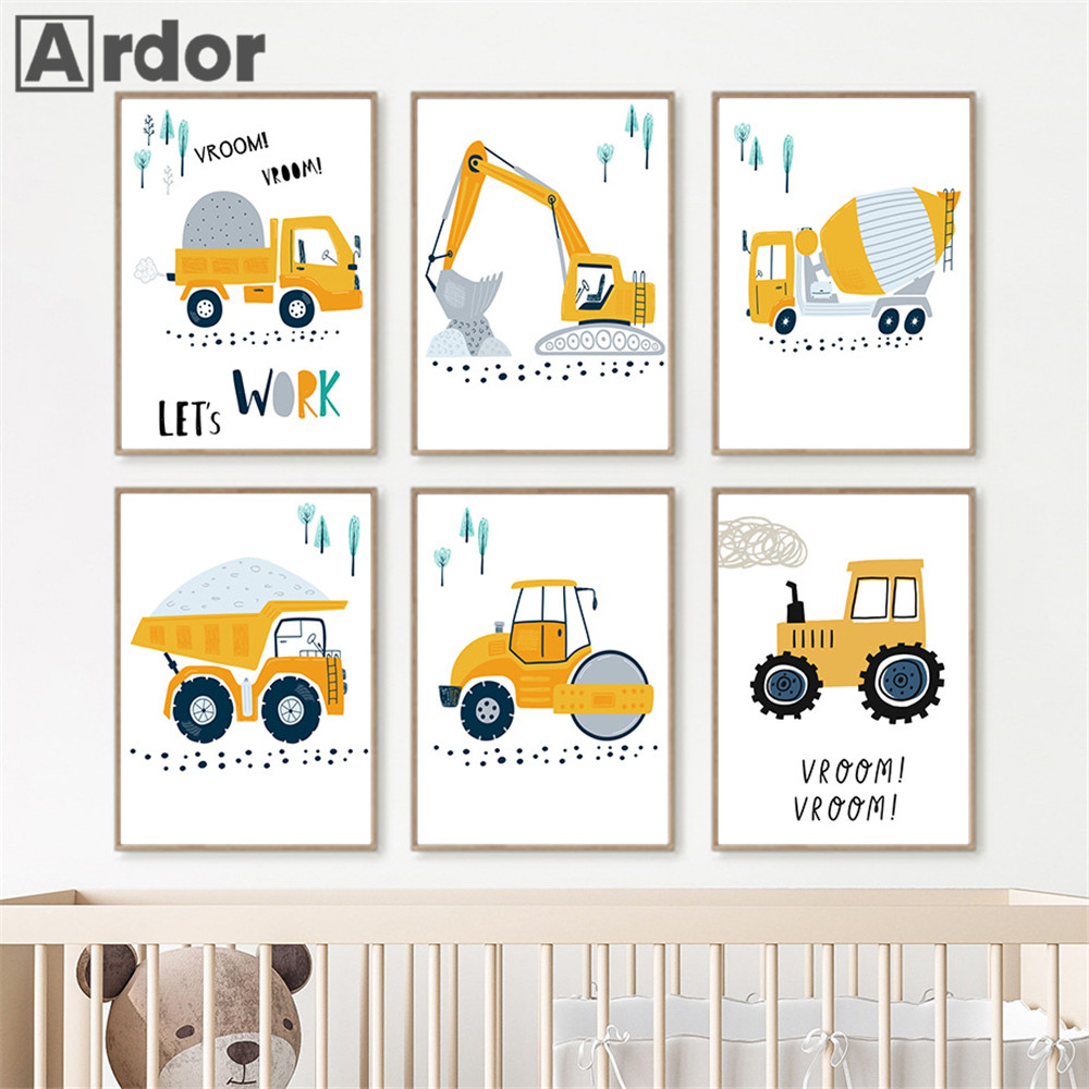 Dziecko Plakat Kreskówka Ciągn – Heavy Equipment Background recenzja i cena