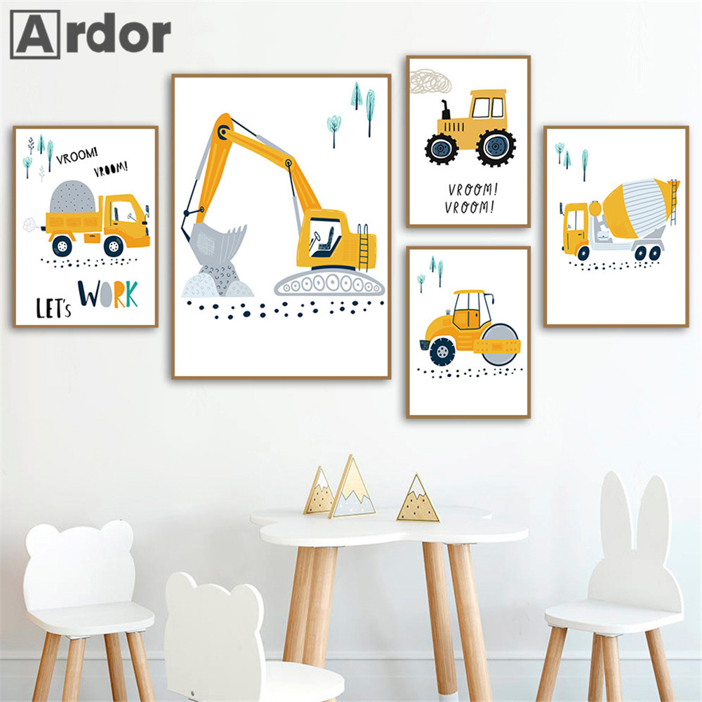 Dziecko Plakat Kreskówka Ciągn – Heavy Equipment Background recenzja i cena